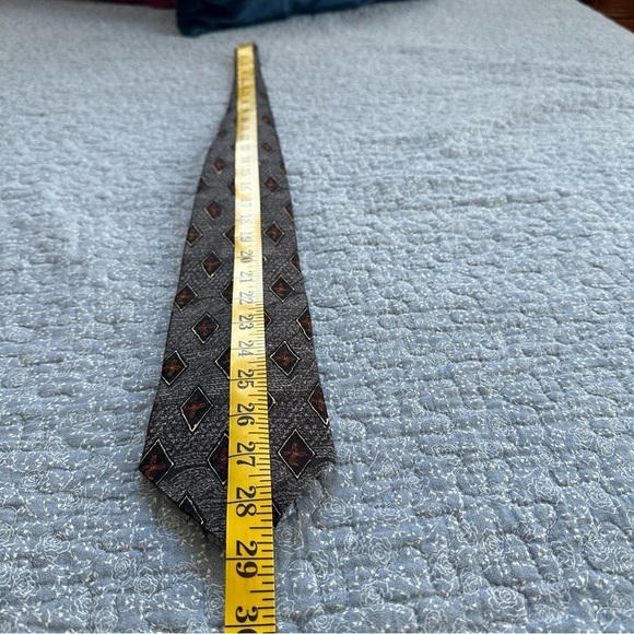 Ermenegildo Zegna Tie Gray & Brown Silk Made in Italy Formal Size 58” x 3.75” - Picture 9 of 10